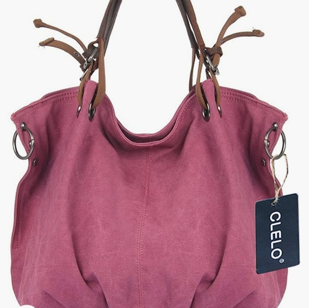 Oversized Pink vintage hobo canvas bag